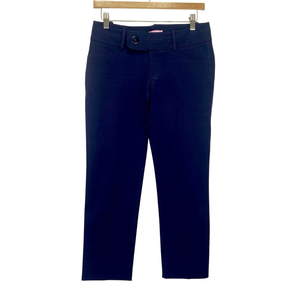 LILLY PULITZER Stretch True Navy Blue Capri Pants Womens Sz 2 Luxury Twill